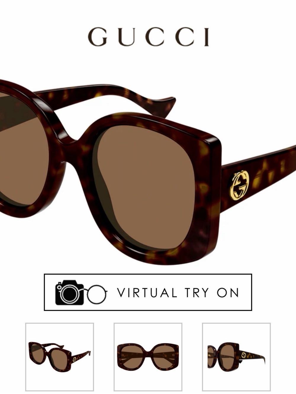 Gucci Tortoiseshell Square Sunglasses with Brown Lenses